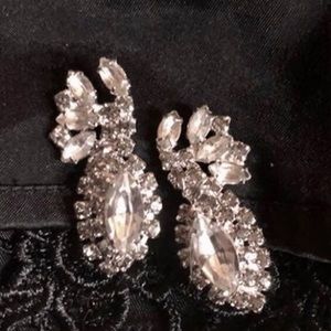 1950’s Vintage Clear KRAMER Glass Rhinestone Earrings